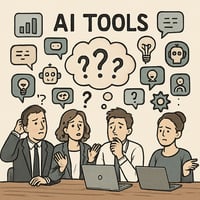 A team confused by the plethora of AI tool options available